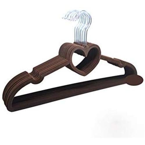 elegantstunning 10Pcs Loving Heart Flocking Clothes Hanger for Bedroom Storage Coffee elegantstunning 10Pcs Loving Heart Flocking Clothes Hanger for Bedroom Storage Coffee