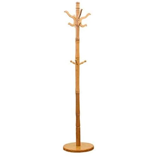 COAT RACK ZHIRONG Hangers Floor-standing Bamboo Bedroom Clothes Rack 9 Hooks Bag Rack Hat Holder Scarf Rack Corner (Color : B)