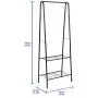 Homebi Garment Rack Metal Clothing Rack Coat Organizer Laundry Closet Storage Entrway Shelving Unit with Hanger and 2-Tier Durable Shelf for Shoes Clothes Storage in Black, 23.6”Wx13.19”Dx63”H