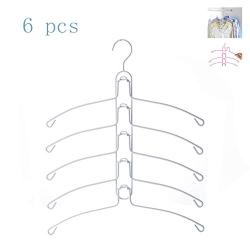 HJYPYJ Magic Hanger,Household Iron Folding Hanger,Multi-Layer Storage Space-Saving Organizer Hangers, Durable/White / 6 pcs
