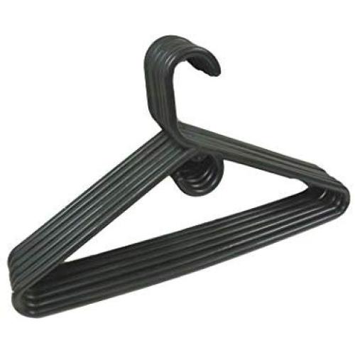 Set of 6 Heavy Duty Tubular Hangers Black Jumbo Plastic Adult Cloth Coat Hanger