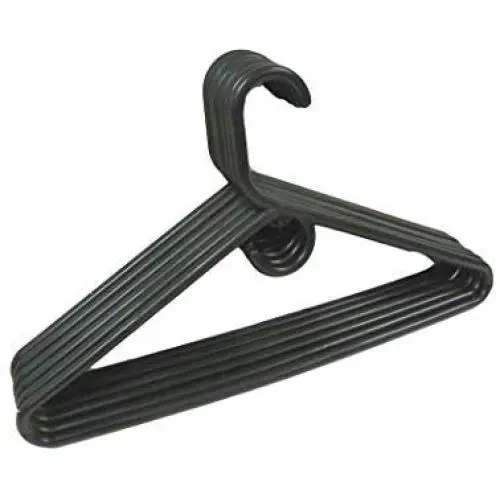 Set of 6 Heavy Duty Tubular Hangers Black Jumbo Plastic Adult Cloth Coat Hanger Set of 6 Heavy Duty Tubular Hangers Black Jumbo Plastic Adult Cloth Coat Hanger