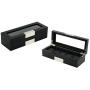 5 Piece Black Wood Watch Display Case Storage Organizer Boxes with Stainless Steel Accents