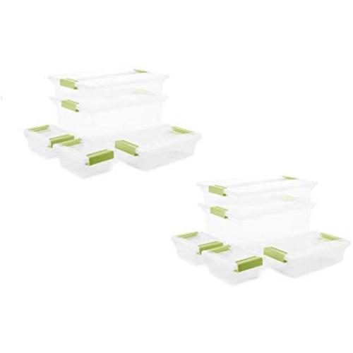 Sterilite Clip Boxes Set Assorted Plastic Storage Container Bins (5 Pack x 2)