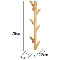 NUOCHEN Wall Hooks Bamboo Wooden Hanging Coat Rack Wall Clothes Hanger Living Room Bedroom Decoration Hanger Wall Shelves 6 Hooks (Color : Retro Color)
