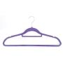 10pcs 45 * 0.5 * 24.5 Plastic Clothes Hangers Porable Purple Flocking with Rail