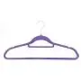 10pcs 45 * 0.5 * 24.5 Plastic Clothes Hangers Porable Purple Flocking with Rail