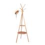 Cxjff Floor Standing Coat Rack Durable Cozy Clothes Hanger 6 Hooks Clean Indoor Install, Bamboo (Color : Wood, Size : 49x49x170cm)