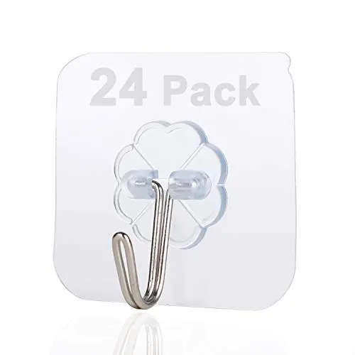 Wuhostam 24 Pack Transparent 15KG per Sticky Hook Heavy Duty Load Nail Free No Scratch Seamless Sticky Wall Hooks Waterproof and Oilproof for Kitchen Wall Door Bathroom and Ceiling Hanger Wuhostam 24 Pack Transparent 15KG per Sticky Hook Heavy Duty Load Nail Free No Scratch Seamless Sticky Wall Hooks Waterproof and Oilproof for Kitchen Wall Door Bathroom and Ceiling Hanger
