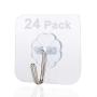 Wuhostam 24 Pack Transparent 15KG per Sticky Hook Heavy Duty Load Nail Free No Scratch Seamless Sticky Wall Hooks Waterproof and Oilproof for Kitchen Wall Door Bathroom and Ceiling Hanger