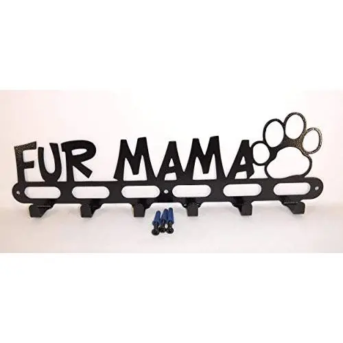 Dog Leash Wall Hanger Hook Holder Fur Mama Gloss Black Handmade in USA Dog Leash Wall Hanger Hook Holder Fur Mama Gloss Black Handmade in USA