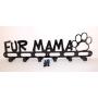 Dog Leash Wall Hanger Hook Holder Fur Mama Gloss Black Handmade in USA