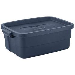 Rubbermaid Roughneck Storage Tote, 10 Gal, Dark Indigo Metallic, Pack of 8, Rugged, Reusable, Stackable, Container