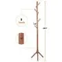 Owoland Coat Rack Stand 8 Hook Adjustable Height Wooden Entryway Hall Tree for Hat, Clothes, Suits, Scarves, Handbags, Umbrella with Free Coat Hanger-(Coffee)
