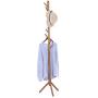 Owoland Coat Rack Stand 8 Hook Adjustable Height Wooden Entryway Hall Tree for Hat, Clothes, Suits, Scarves, Handbags, Umbrella with Free Coat Hanger-(Coffee)