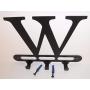 Capital Letter W Monogram Wall Hook Hanger. Satin Black. Solid Steel. Screws Included.