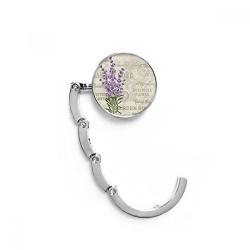 Purple Lavender Flower Plant Table Hook Folding Bag Desk Hanger Foldable Holder