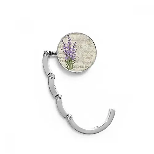 Purple Lavender Flower Plant Table Hook Folding Bag Desk Hanger Foldable Holder Purple Lavender Flower Plant Table Hook Folding Bag Desk Hanger Foldable Holder