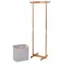 Bamboo Laundry Hamper Garment Hanger Storage Rack Hanging Clothes Household Laundry Clothesline Storage Clothing Closet Racks, Iron, Garment, Apparel, Indoor, Washing Line, Wood, Wooden, Inside