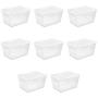 Sterilite 16598008 56 Quart/53 Liter Storage Box, White Lid w/ Clear Base, 8-Pack