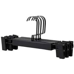 5Pcs Trousers Organizer Flat Hook Pants Hanger Clothes Home Wardrobe Storage Rack Non Slip Solid Wood Adult Closet with Clip