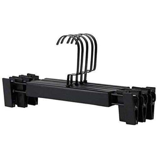 5Pcs Trousers Organizer Flat Hook Pants Hanger Clothes Home Wardrobe Storage Rack Non Slip Solid Wood Adult Closet with Clip