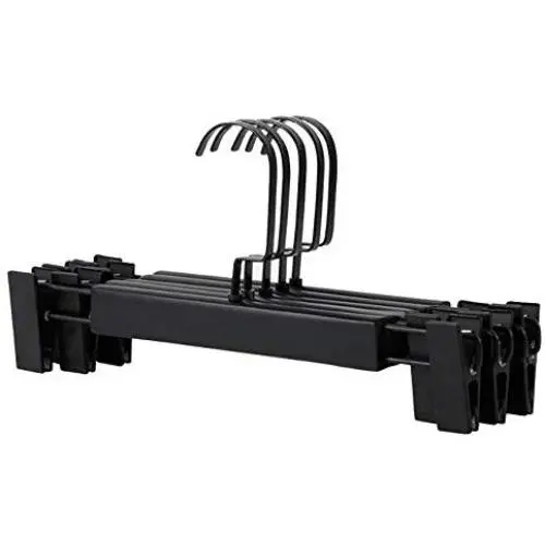 5Pcs Trousers Organizer Flat Hook Pants Hanger Clothes Home Wardrobe Storage Rack Non Slip Solid Wood Adult Closet with Clip
