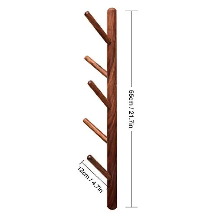 YOYAI Wood Coat Rack Hooks Wall Mounted Wood Wall Hooks Hat Rack Towel  Hanger Detachable Modern