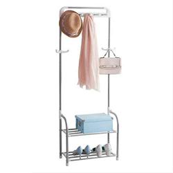 WZP Clothing Display Stand,Home Entrance Hall Living Room Bedroom Coat Rack,One Economic Stainless Steel Shoe Rack Hanger More Storage/White/As Shown