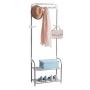 WZP Clothing Display Stand,Home Entrance Hall Living Room Bedroom Coat Rack,One Economic Stainless Steel Shoe Rack Hanger More Storage/White/As Shown