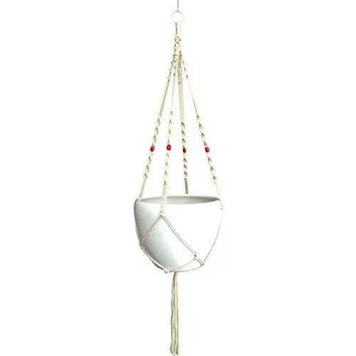 Macrame Plant Hanger Cotton 4 Legs 48 Inch For Indoor Outdoor, Living Room, Kitchen, Deck, Patio, High and Low Ceiling and Fits Round & Square Pots, Unique Design and Hand Knotted for Pot Size 10"-12" Macrame Plant Hanger Cotton 4 Legs 48 Inch For Indoor Outdoor, Living Room, Kitchen, Deck, Patio, High and Low Ceiling and Fits Round & Square Pots, Unique Design and Hand Knotted for Pot Size 10"-12"
