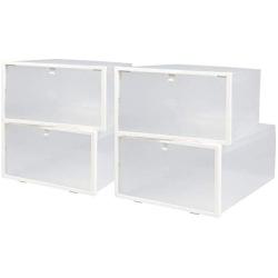 NEXCOVER Clear Stackable Shoe Storage Boxes,Large Size,4pack