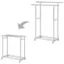 MyGift Chrome Plated Adjustable Dual Bar Garment Display Rack, Rolling Clothes Hanger with Bottom Shelf MyGift Chrome Plated Adjustable Dual Bar Garment Display Rack, Rolling Clothes Hanger with Bottom Shelf