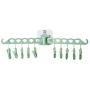 Grey990 Removable Windproof Clothes Towel Hanger Clothespin Bathroom Storage Rack with 12 Clips Green
