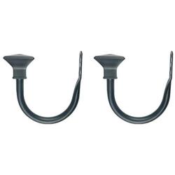 Flameer 1 Pair U-Shape Window Curtain Holdbacks Window Decorative Hook Draperies Clothes Hanger - Square_Black