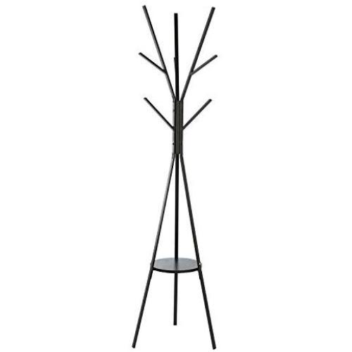 Homebi Coat Rack Hat Stand Free Standing Display Hall Tree Metal Hat Hanger Garment Storage Holder with 9 Hooks for Clothes Hats and Scarves in Black,17.72" Wx17.72 Dx70.87 H