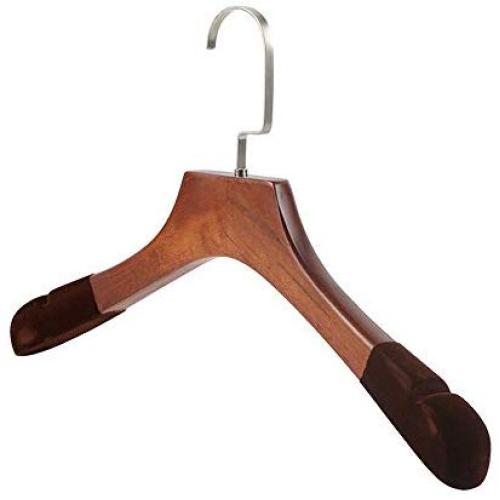 Iddefee Clothes Hanger 10 Piece Retro Wood Hangers Clothing Store Womens Flocking Non-Slip Clothing Hanging High-Grade Thick Wood Clothes Pants Hangers (Color : Photo Color, Size : 39x3cm)