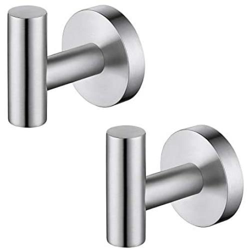 KES Bathroom Wall Towel Hooks No Drill Heavy Duty Robe Hook Holder SUS304 Stainless Steel Brushed 2 Pack, A2164DG-2-P2