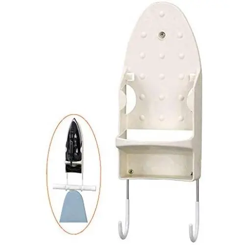 ZITTEE Iron Holder Wall Mount, Ironing Board Hooks for Hanging T-Leg Iron Board, Heat Resistant Iron Rest for Max 5.2 inch Width Iron (White) ZITTEE Iron Holder Wall Mount, Ironing Board Hooks for Hanging T-Leg Iron Board, Heat Resistant Iron Rest for Max 5.2 inch Width Iron (White)