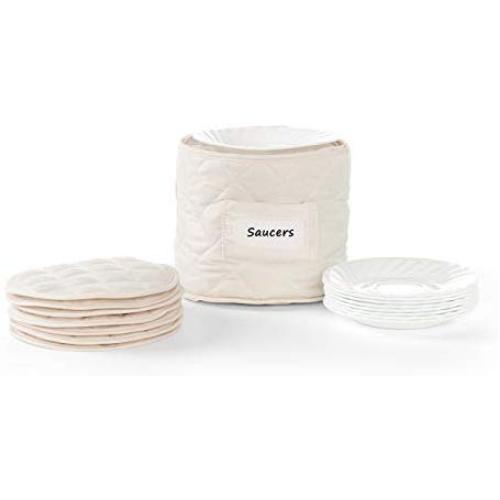 Covermates ? Round Saucer Plates Storage 7.5 DIAMETER x 7H ? Diamond Collection ? 2 YR Warranty ? Year Around Protection - Cream