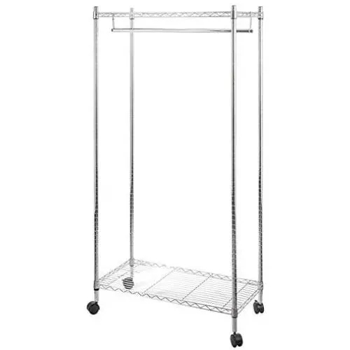 STORAGE MANIAC Heavy Duty Rolling Garment Rack Clothes Hangers with Lockable Wheels, Chrome STORAGE MANIAC Heavy Duty Rolling Garment Rack Clothes Hangers with Lockable Wheels, Chrome