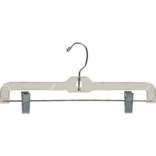 The Great American Hanger Company Clear Plastic Bottom, Boxes of 100 Flat Pant Hanger s with Adjustable Cushion Clips and Polished Chome Swivel Hook