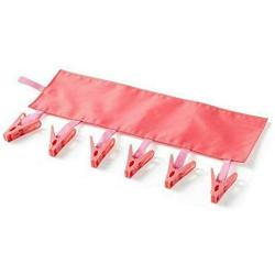 SJYDGQQ Foldable Bathroom Clothespin Rack, Travel Clothes Line - Organizer Clothes Folding Hanger With Six Clips (watermelon red)