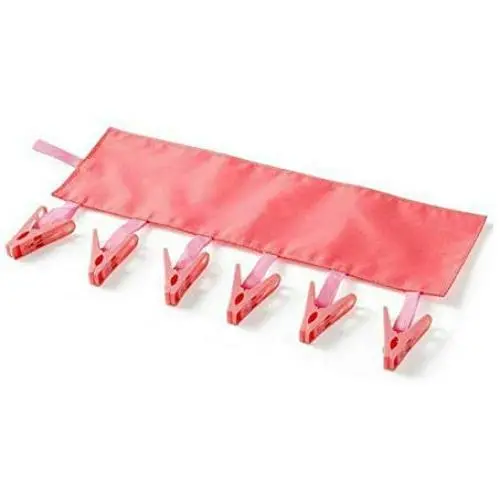 SJYDGQQ Foldable Bathroom Clothespin Rack, Travel Clothes Line - Organizer Clothes Folding Hanger With Six Clips (watermelon red)
