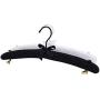 HOUTY Satin Padded Coat Hangers 15inch Thickly Foam Padded Clothes Hanger with Bow Knot Chrome Hook Pack of 5, Black