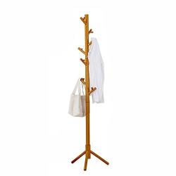 DNSJB Floor Standing Solid Wood Coat Rack Stand Tree-Shaped Creative Bedroom Clothes Hat Hanger with 8 Hooks, Wood Color (Color : Wood Color)