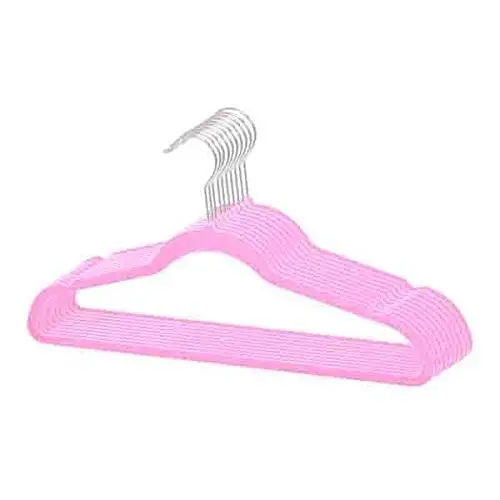 Home Basics Velvet Hangers Non-Slip Hanger-10 Pack-Clothes Hangers, Space Saving Ultra Slim Velvet Hanger with Rotating Steel Hook (10, Pink) Home Basics Velvet Hangers Non-Slip Hanger-10 Pack-Clothes Hangers, Space Saving Ultra Slim Velvet Hanger with Rotating Steel Hook (10, Pink)