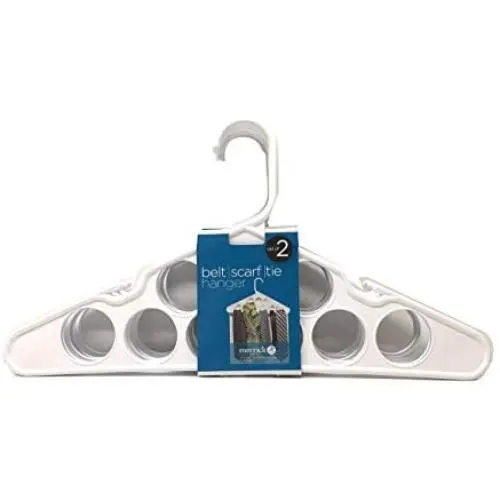 Merrick Set of 6 Circle Design - Scarf Organizers Tie Rocks Belt Hangers ? Cloth Coat Hanger - White