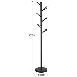 HLR-Coat Racks Free Standing Coat Rack Coat Coat Rack Clothes Hat Hanger Bedroom Single Pole Wrought Iron Hanging Bag Rack Storage Rack Wood (Color : Black)