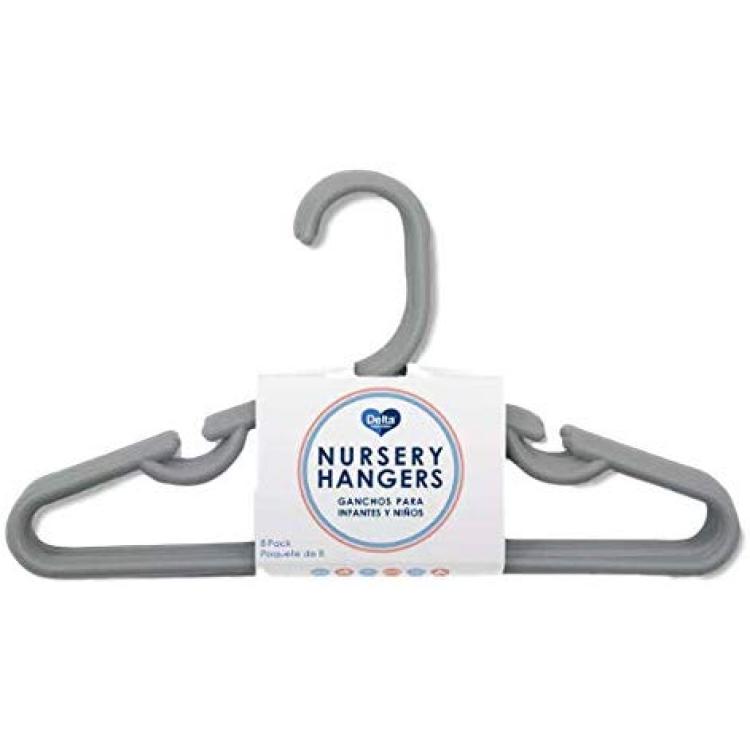 Delta Gray Nursery Hangers 24 Pack for Baby, Toddler, Kids, Children (3  Packs of 8) (Gray)